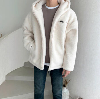 Wool Fleece Zip-Up Hooded Jacket